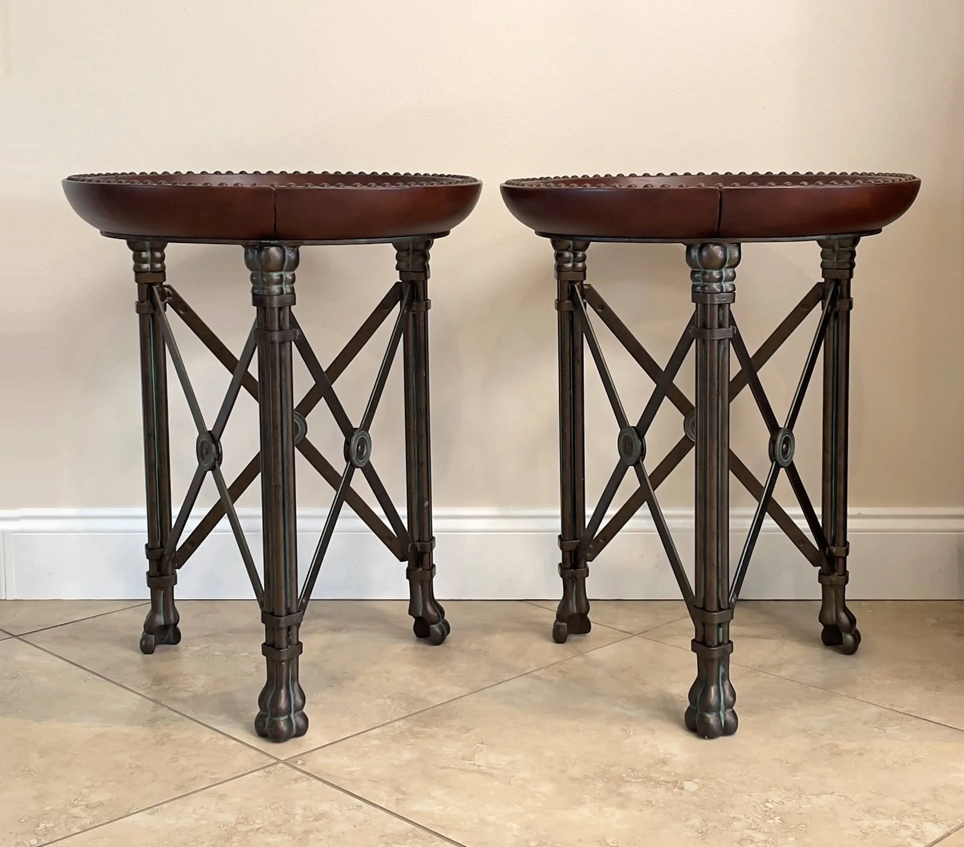 Encore Furniture Gallery-Pair - Maitland Smith Leather and Iron